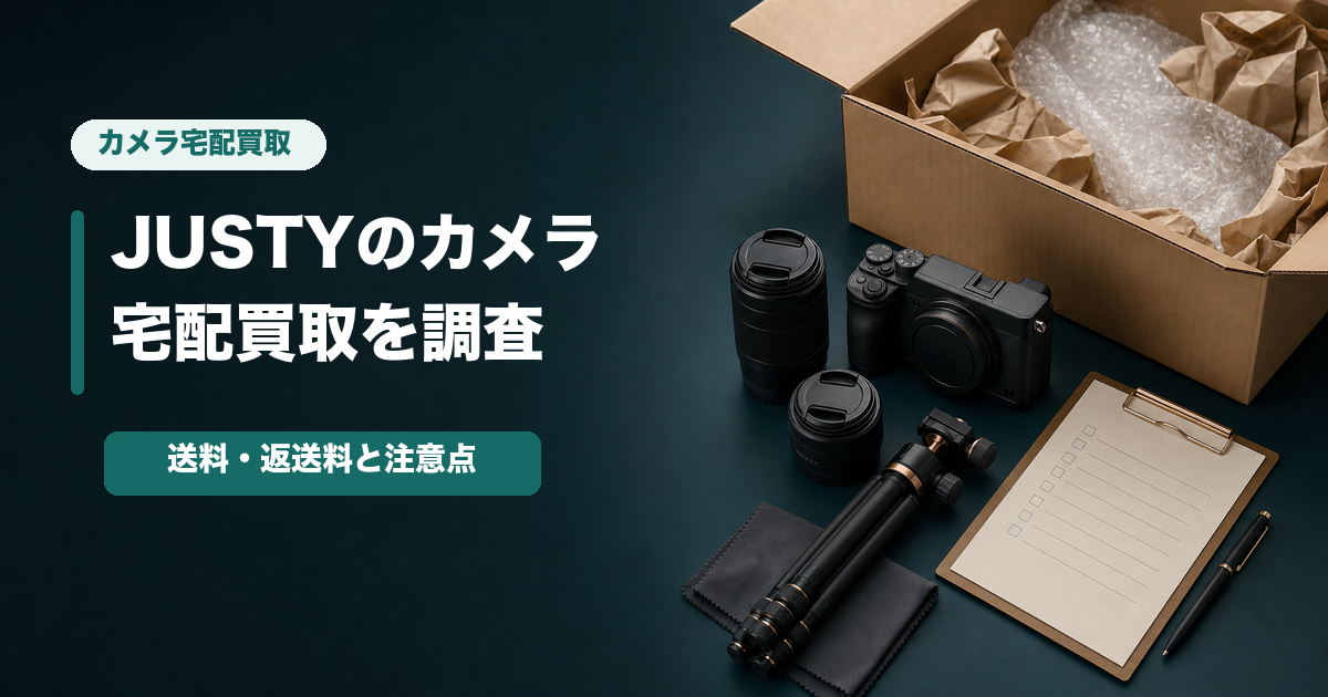 JUSTYのカメラ宅配買取を調査した記事のアイキャッチ